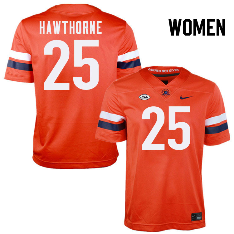 Women Virginia Cavaliers #25 Donte Hawthorne College Football Jerseys Stitched-Orange